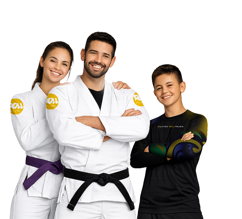 Famille en tenue de jiu-jitsu